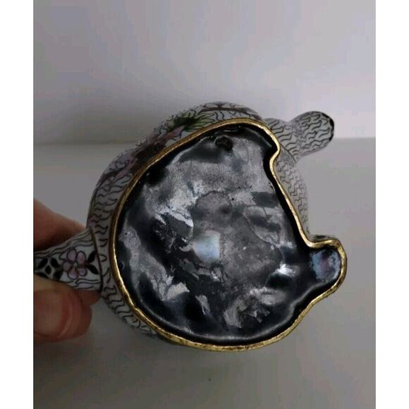 Vintage Figural Cat Cloisonné Teapot 5.5 in L x 5in H x 3in W - Picture 5 of 6